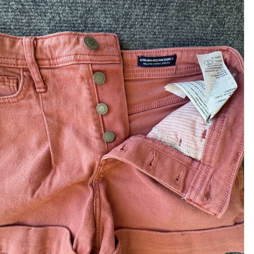 Hollister Pink High-Rise Rolled Hem Jean Shorts - Picture 3 of 5